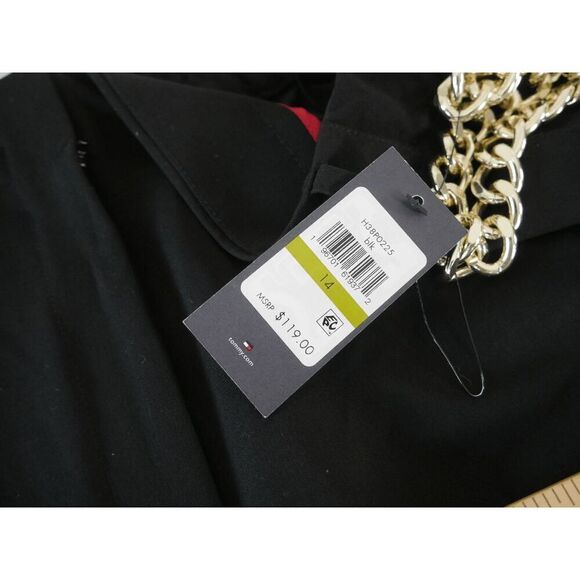 Tommy Hilfiger Women’s Black Chain Belt Wide-Leg Trousers Size 14 Work Pants - Picture 6 of 9